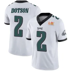 Youth Jahan Dotson Philadelphia Eagles No.2 Limited Vapor Untouchable Super Bowl LIX Jersey - White