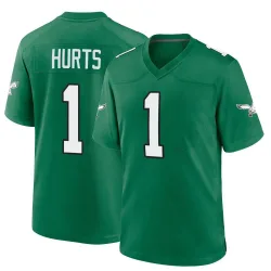 Youth Jalen Hurts Philadelphia Eagles No.1 Game Kelly Alternate Jersey - Green