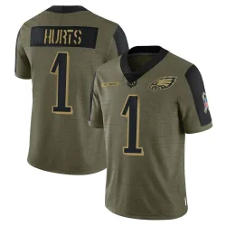 Youth Jalen Hurts Philadelphia Eagles No.1 Limited 2021 Salute To Service Jersey - Olive
