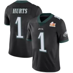 Youth Jalen Hurts Philadelphia Eagles No.1 Limited Alternate Vapor Untouchable Super Bowl LIX Jersey - Black