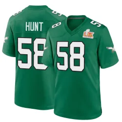 Youth Jalyx Hunt Philadelphia Eagles No.58 Game Kelly Alternate Super Bowl LIX Jersey - Green