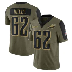 Youth Jason Kelce Philadelphia Eagles No.62 Limited 2021 Salute To Service Jersey - Olive