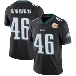 Youth Jon Dorenbos Philadelphia Eagles No.46 Limited Alternate Vapor Untouchable Super Bowl LIX Jersey - Black