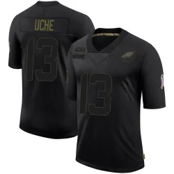 Youth Joshua Uche Philadelphia Eagles No.13 Limited 2020 Salute To Service Jersey - Black