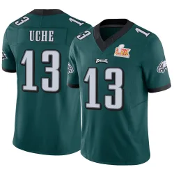 Youth Joshua Uche Philadelphia Eagles No.13 Limited Vapor F.U.S.E. Super Bowl LIX Jersey - Green