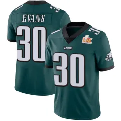 Youth Justin Evans Philadelphia Eagles No.30 Limited Midnight Team Color Vapor Untouchable Super Bowl LIX Jersey - Green