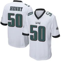 Youth KJ Henry Philadelphia Eagles No.50 Game Jersey - White