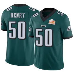 Youth KJ Henry Philadelphia Eagles No.50 Limited Vapor F.U.S.E. Super Bowl LIX Jersey - Green