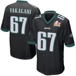 Youth Laekin Vakalahi Philadelphia Eagles No.67 Game Alternate Super Bowl LIX Jersey - Black