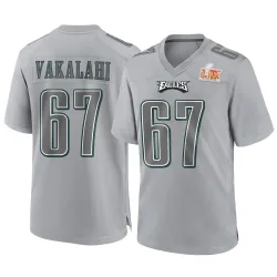 Youth Laekin Vakalahi Philadelphia Eagles No.67 Game Atmosphere Fashion Super Bowl LIX Jersey - Gray