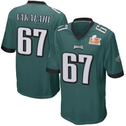 Youth Laekin Vakalahi Philadelphia Eagles No.67 Game Team Color Super Bowl LIX Jersey - Green