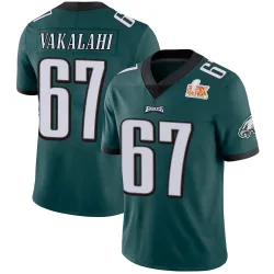 Youth Laekin Vakalahi Philadelphia Eagles No.67 Limited Midnight Team Color Vapor Untouchable Super Bowl LIX Jersey - Green