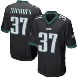 Youth Lew Nichols Philadelphia Eagles No.37 Game Alternate Jersey - Black