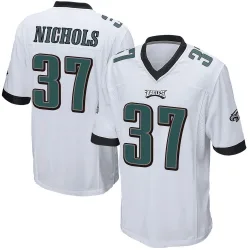 Youth Lew Nichols Philadelphia Eagles No.37 Game Jersey - White