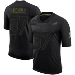 Youth Lew Nichols Philadelphia Eagles No.37 Limited 2020 Salute To Service Jersey - Black