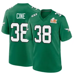 Youth Lewis Cine Philadelphia Eagles No.38 Game Kelly Alternate Super Bowl LIX Jersey - Green