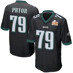 Youth Matt Pryor Philadelphia Eagles No.79 Game Alternate Super Bowl LIX Jersey - Black