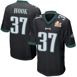 Youth Maxen Hook Philadelphia Eagles No.37 Game Alternate Super Bowl LIX Jersey - Black