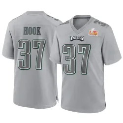 Youth Maxen Hook Philadelphia Eagles No.37 Game Atmosphere Fashion Super Bowl LIX Jersey - Gray