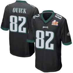 Youth Mike Quick Philadelphia Eagles No.82 Game Alternate Super Bowl LIX Jersey - Black
