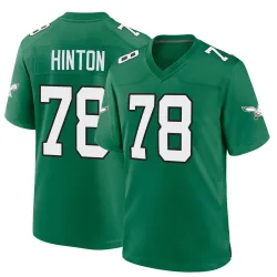 Youth Myles Hinton Philadelphia Eagles No.78 Game Kelly Alternate Jersey - Green