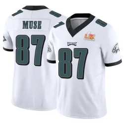 Youth Nick Muse Philadelphia Eagles No.87 Limited Vapor F.U.S.E. Super Bowl LIX Jersey - White