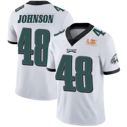 Youth Patrick Johnson Philadelphia Eagles No.48 Limited Vapor Untouchable Super Bowl LIX Jersey - White