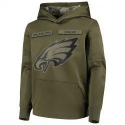 Youth Philadelphia Eagles No. 2018 Salute to Service Pullover Performance Hoodie - Green