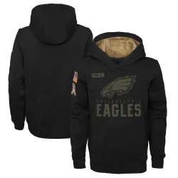 Youth Philadelphia Eagles No. 2020 Salute to Service Pullover Performance Hoodie - Black