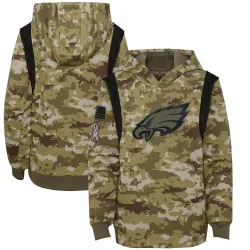Youth Philadelphia Eagles No. 2021 Salute to Service Therma Performance Pullover Hoodie - Olive