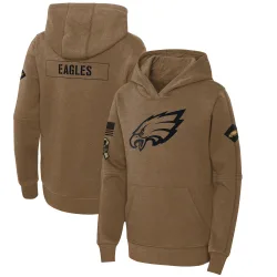 Youth Philadelphia Eagles No. 2023 Salute to Service Club Fleece Pullover Hoodie - Brown