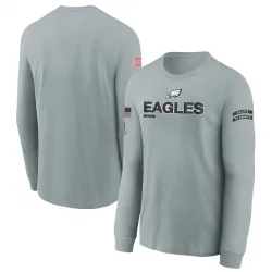 Youth Philadelphia Eagles No. 2024 Salute To Service Long Sleeve T-Shirt - Gray
