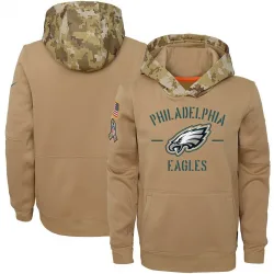Youth Philadelphia Eagles No. Khaki 2019 Salute to Service Therma Pullover Hoodie