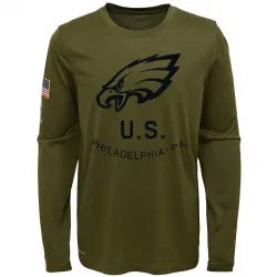 Youth Philadelphia Eagles No. Legend 2018 Salute to Service Performance Long Sleeve T-Shirt - Olive