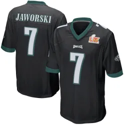 Youth Ron Jaworski Philadelphia Eagles No.7 Game Alternate Super Bowl LIX Jersey - Black