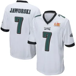 Youth Ron Jaworski Philadelphia Eagles No.7 Game Super Bowl LIX Jersey - White