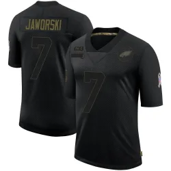 Youth Ron Jaworski Philadelphia Eagles No.7 Limited 2020 Salute To Service Jersey - Black
