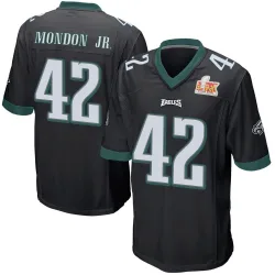 Youth Smael Mondon Jr. Philadelphia Eagles No.42 Game Alternate Super Bowl LIX Jersey - Black