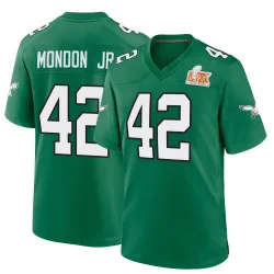 Youth Smael Mondon Jr. Philadelphia Eagles No.42 Game Kelly Alternate Super Bowl LIX Jersey - Green