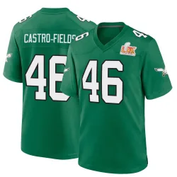Youth Tariq Castro-Fields Philadelphia Eagles No.46 Game Kelly Alternate Super Bowl LIX Jersey - Green