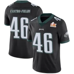 Youth Tariq Castro-Fields Philadelphia Eagles No.46 Limited Alternate Vapor Untouchable Super Bowl LIX Jersey - Black
