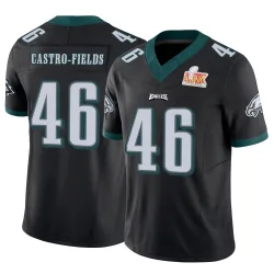 Youth Tariq Castro-Fields Philadelphia Eagles No.46 Limited Vapor F.U.S.E. Super Bowl LIX Jersey - Black