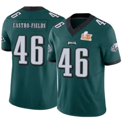 Youth Tariq Castro-Fields Philadelphia Eagles No.46 Limited Vapor F.U.S.E. Super Bowl LIX Jersey - Green