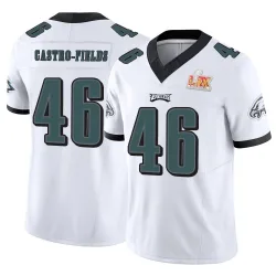 Youth Tariq Castro-Fields Philadelphia Eagles No.46 Limited Vapor F.U.S.E. Super Bowl LIX Jersey - White