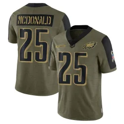 Youth Tommy McDonald Philadelphia Eagles No.25 Limited 2021 Salute To Service Jersey - Olive