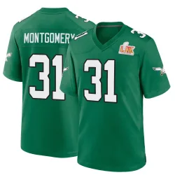 Youth Wilbert Montgomery Philadelphia Eagles No.31 Game Kelly Alternate Super Bowl LIX Jersey - Green